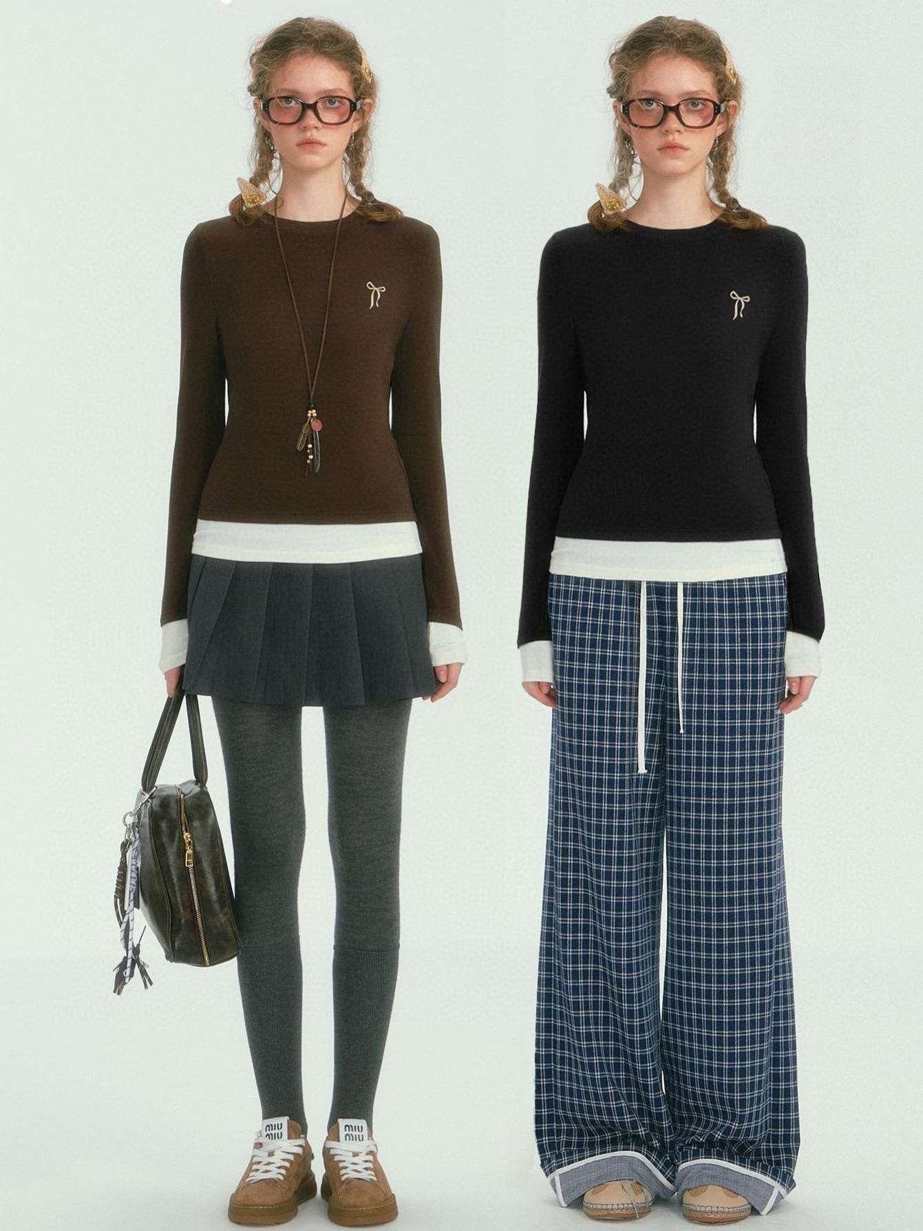 Contrast Layered Long-Sleeve T-Shirt