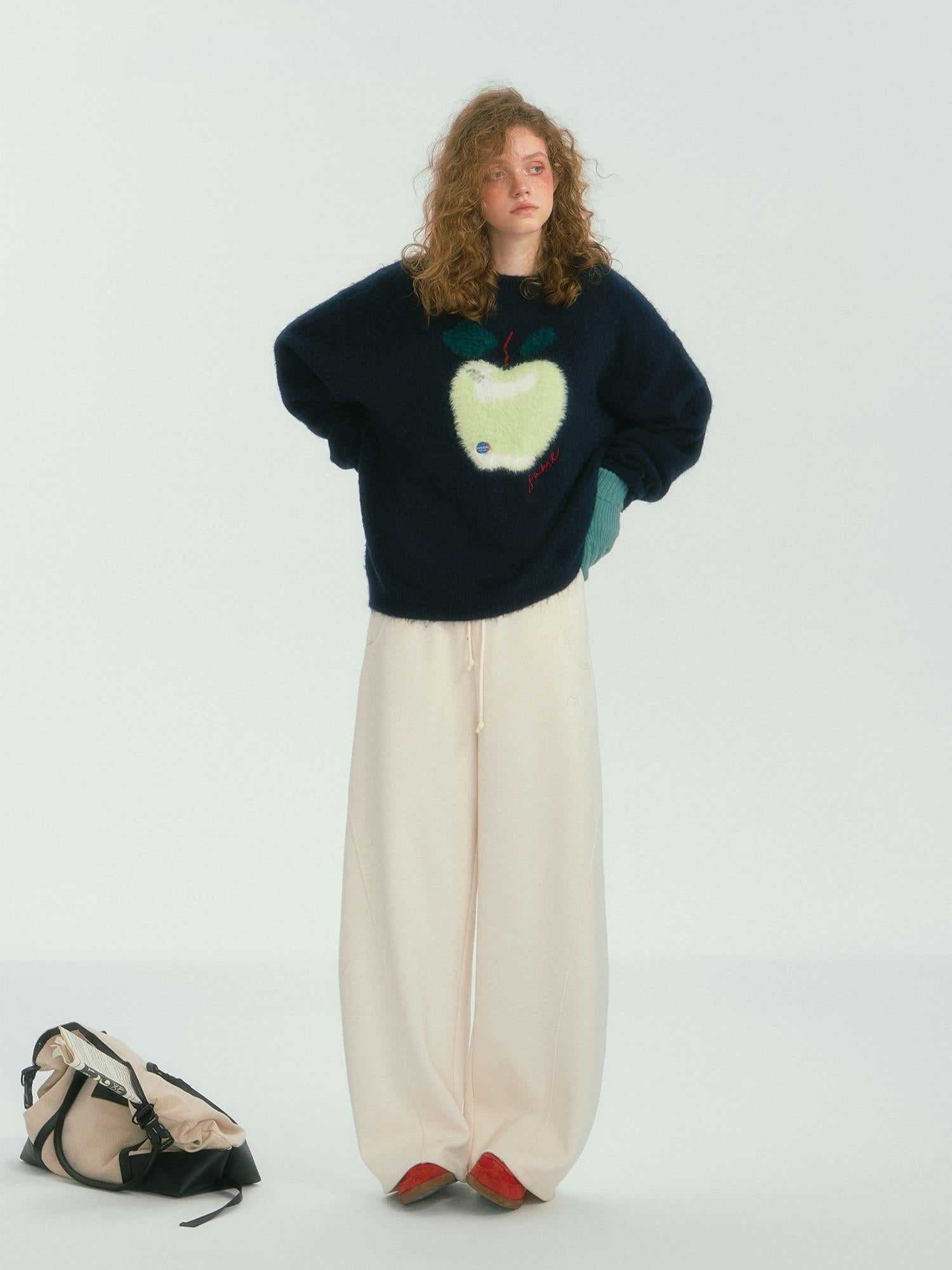 Beige Relaxed Wide-Leg Drawstring Pants