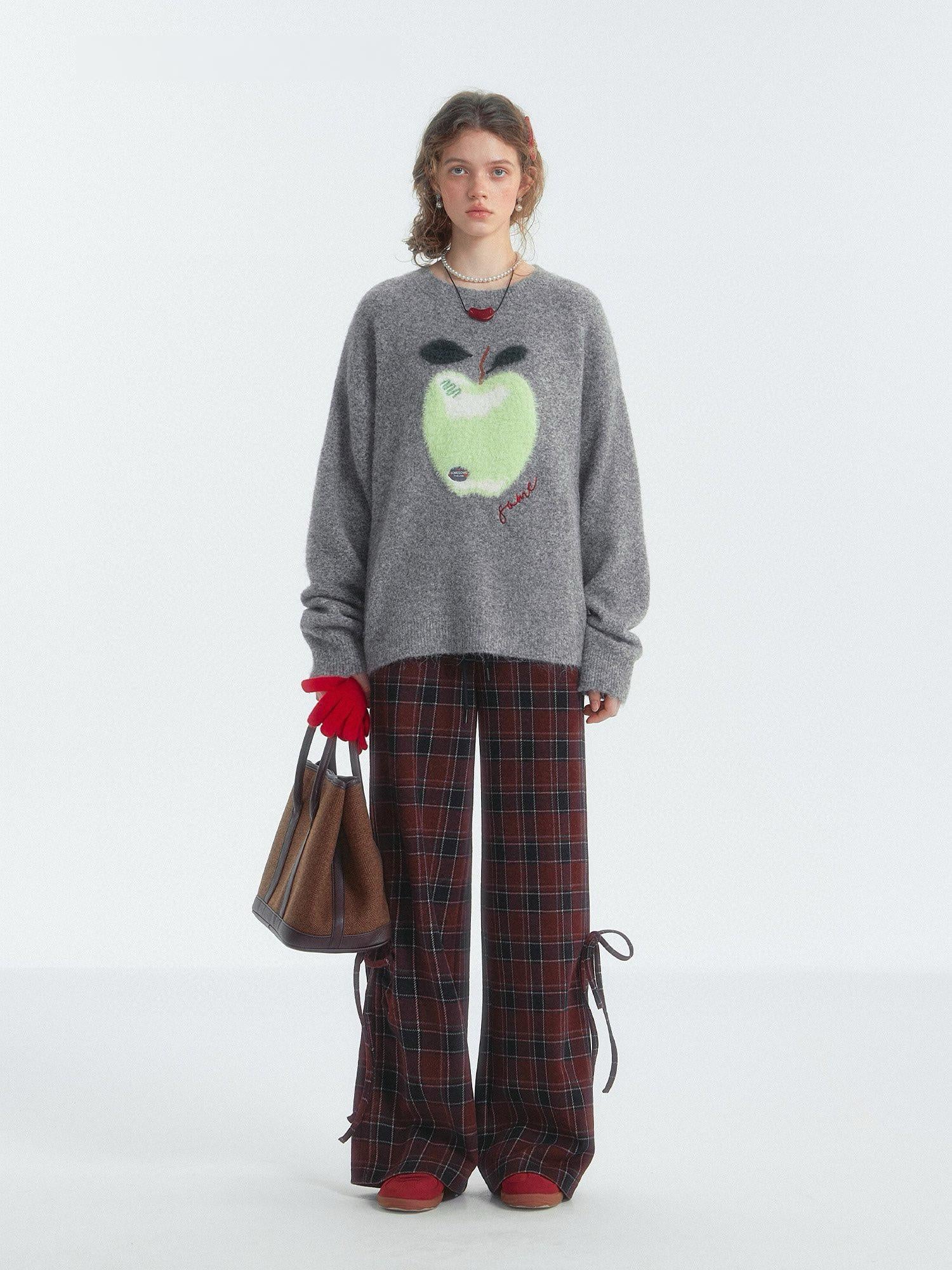 Plaid Wide-Leg Adjustable Pants