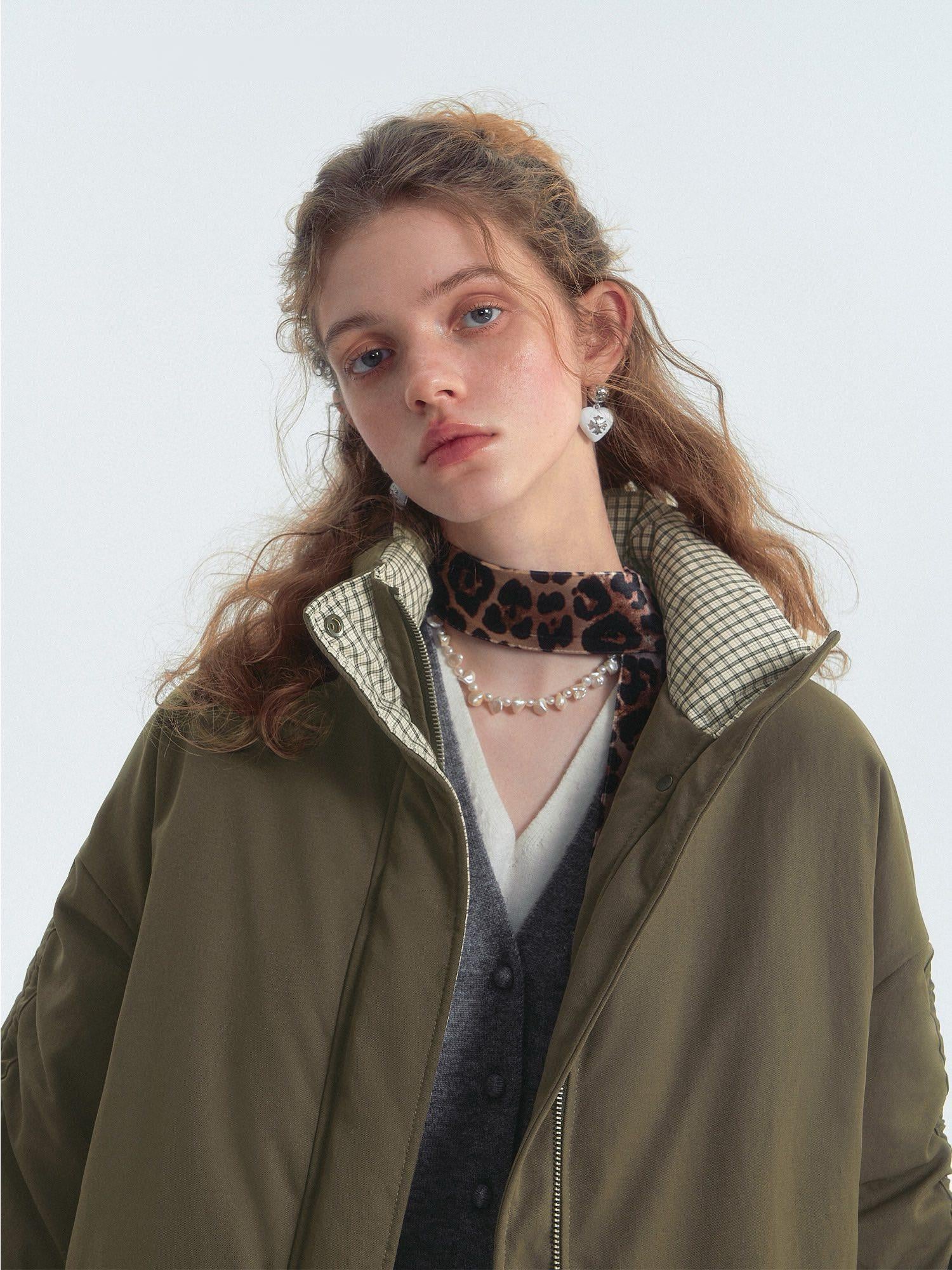Oversized Drawstring Bow Down Jacket