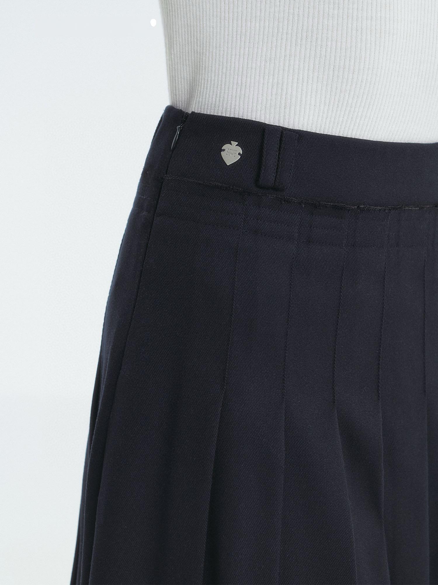Preppy Style Pleated Midi Skirt