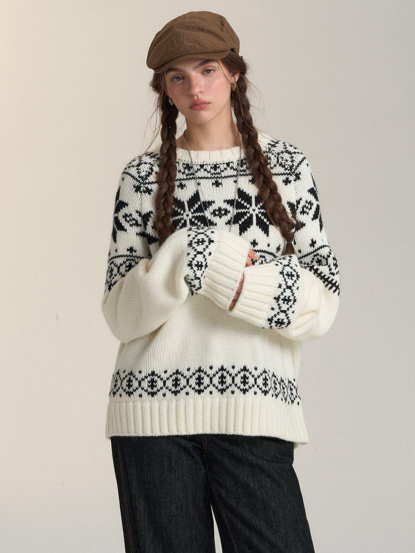 Nordic Oversized Wool Blend Sweater