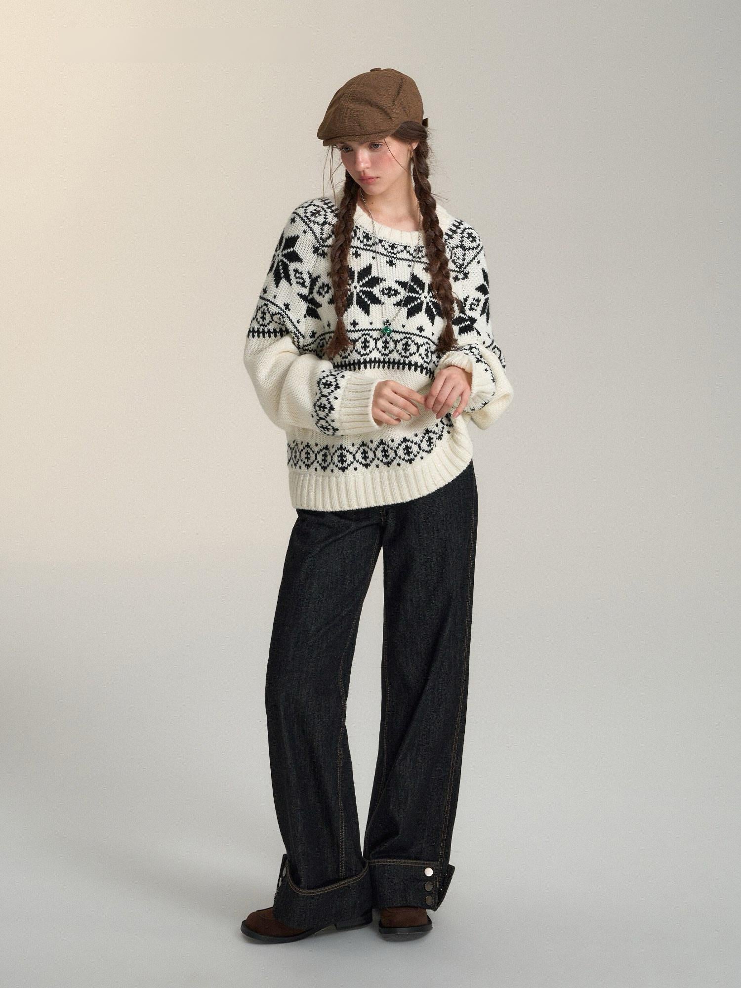 Nordic Oversized Wool Blend Sweater