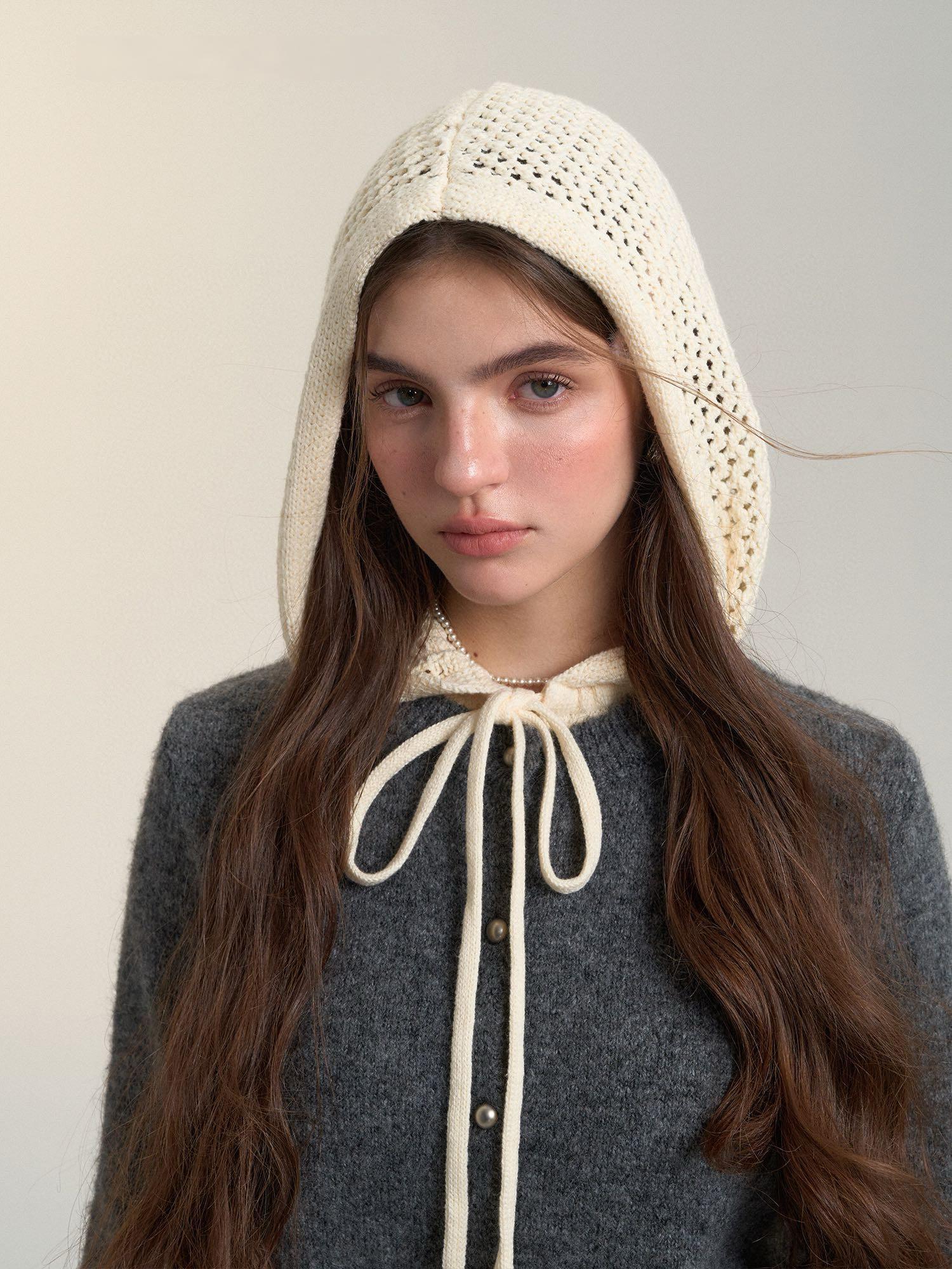 Lace-Trimmed Hooded Cardigan