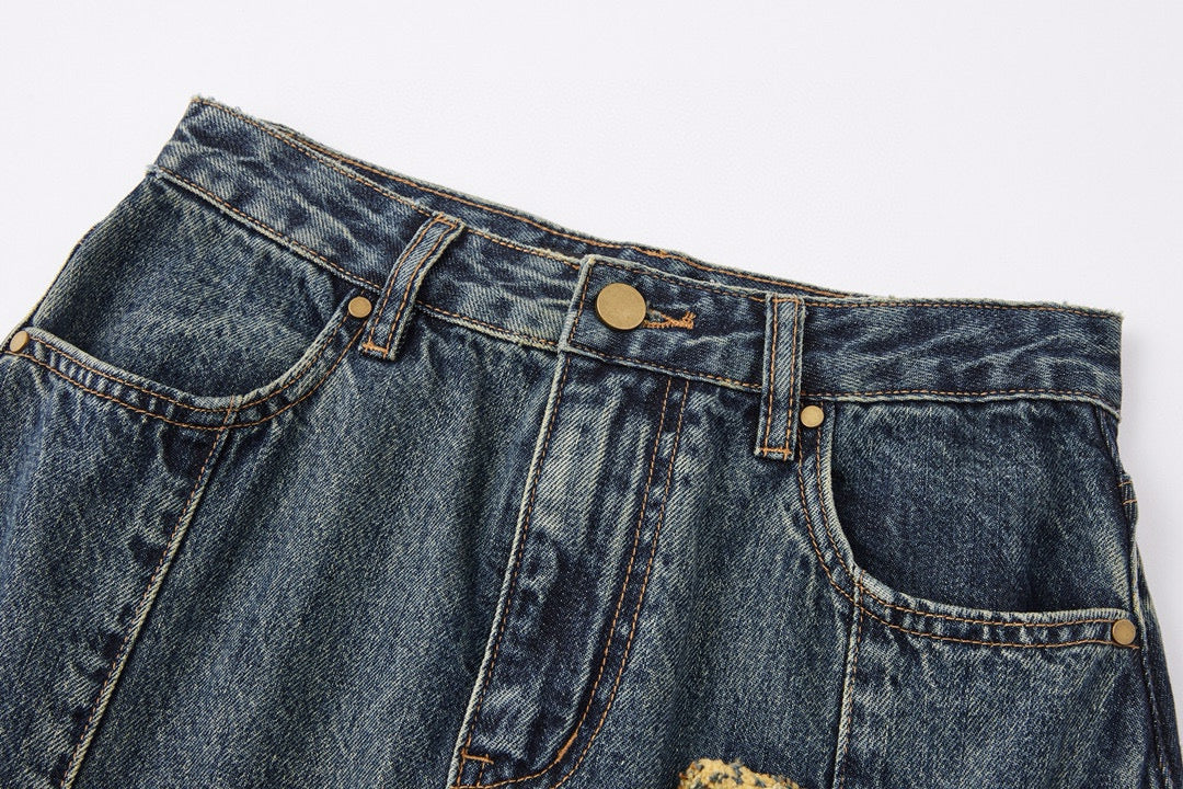 Vintage Bow Denim Midi Skirt