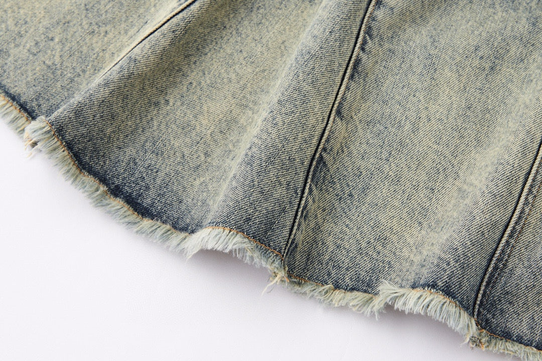 Vintage Bow Denim Midi Skirt
