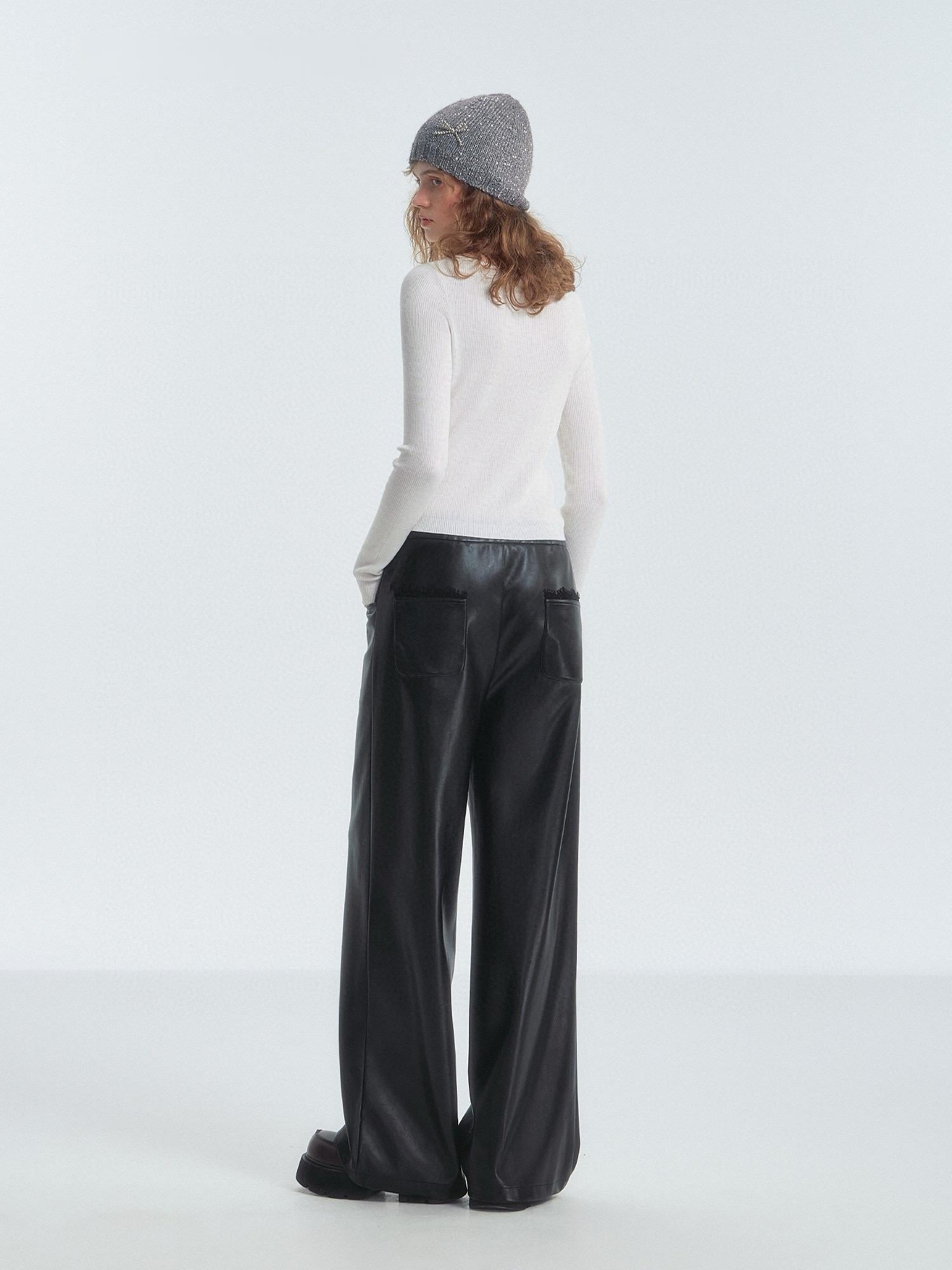 White Lace-Trim Thermal Knit Top