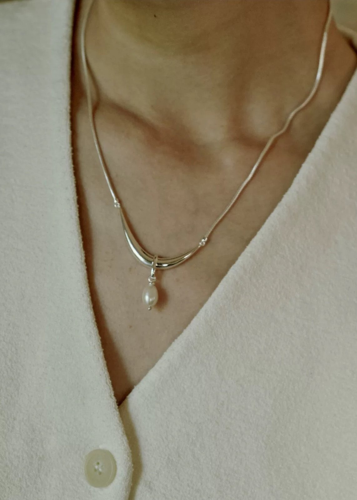 Pearl Smile Pendant Chain Necklace