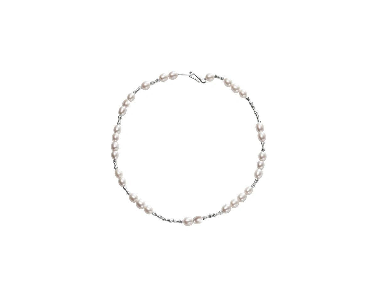 Engraved Bead Pearl Necklace
