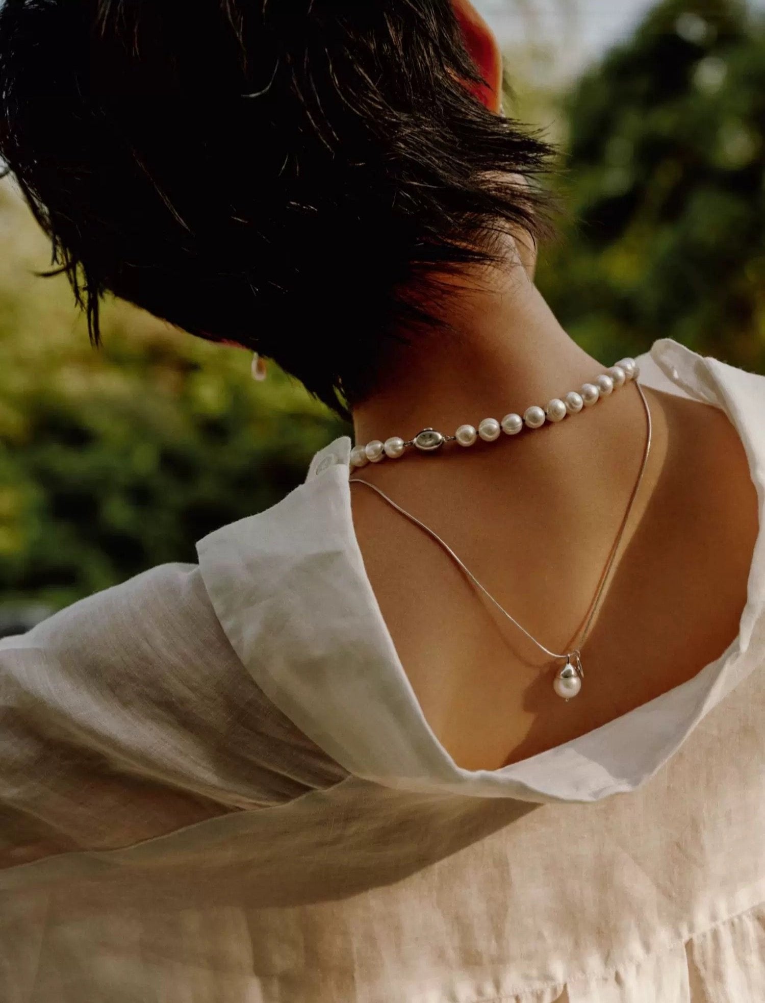 Baroque Pearl Snake Chain Pendant Chain Necklace