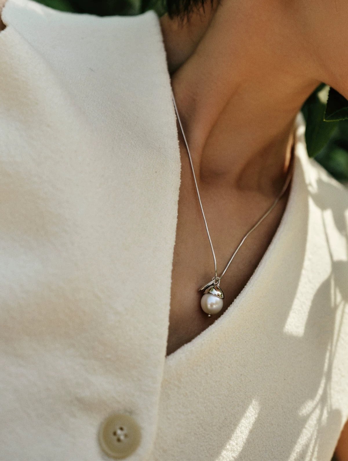 Baroque Pearl Snake Chain Pendant Chain Necklace