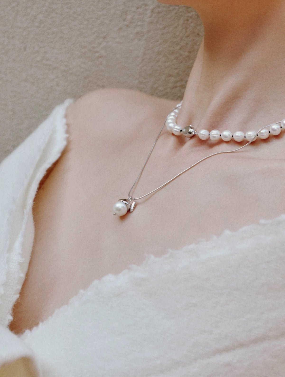 Baroque Pearl Snake Chain Pendant Chain Necklace