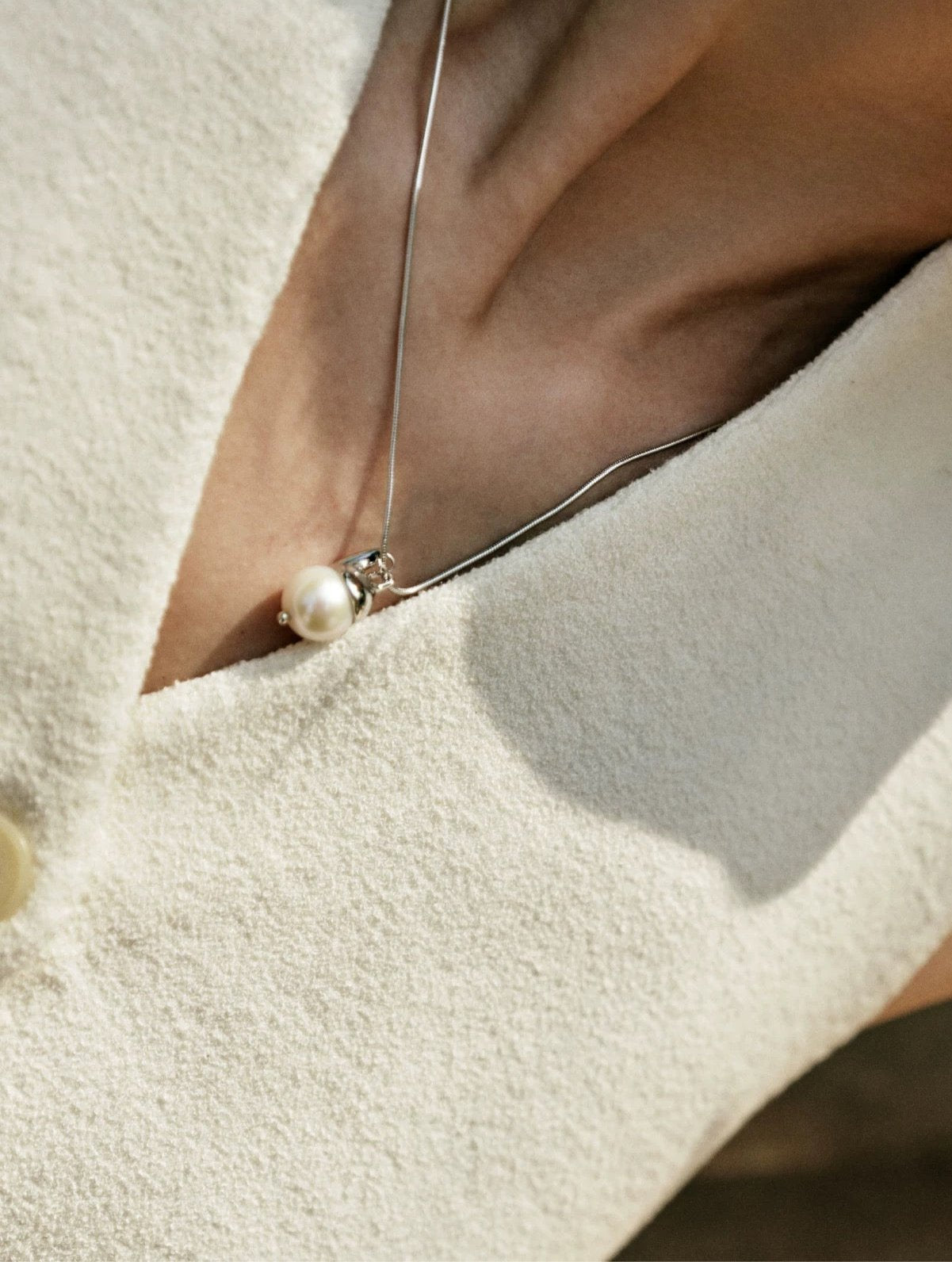 Baroque Pearl Snake Chain Pendant Chain Necklace