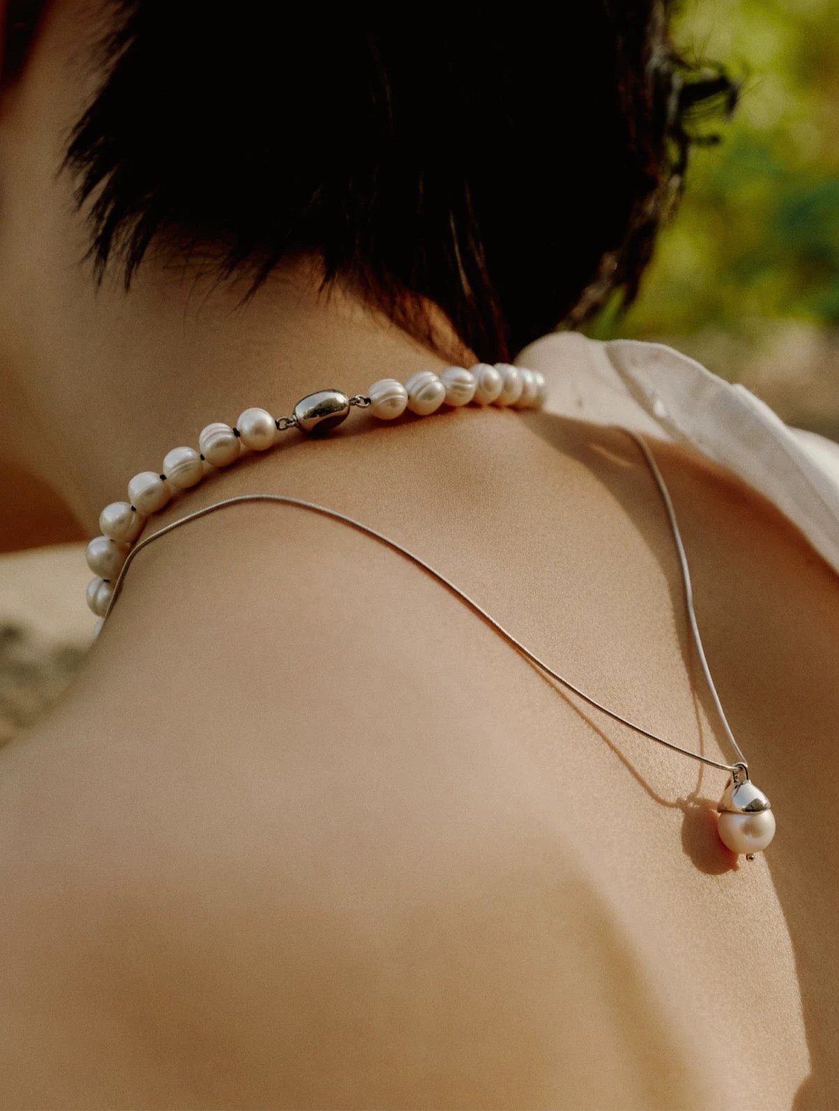 Baroque Pearl Snake Chain Pendant Chain Necklace