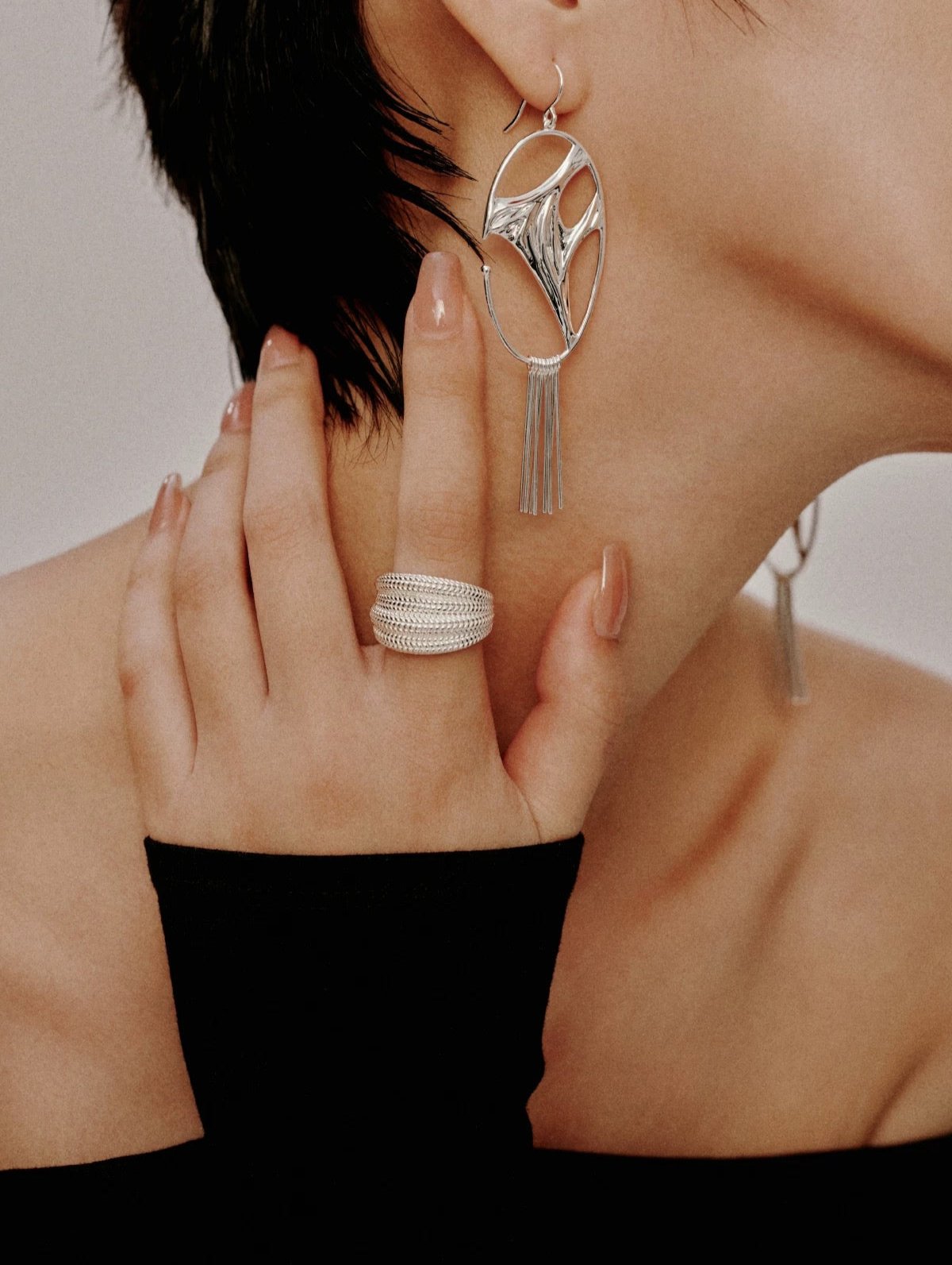 Woven Open Silver Ring