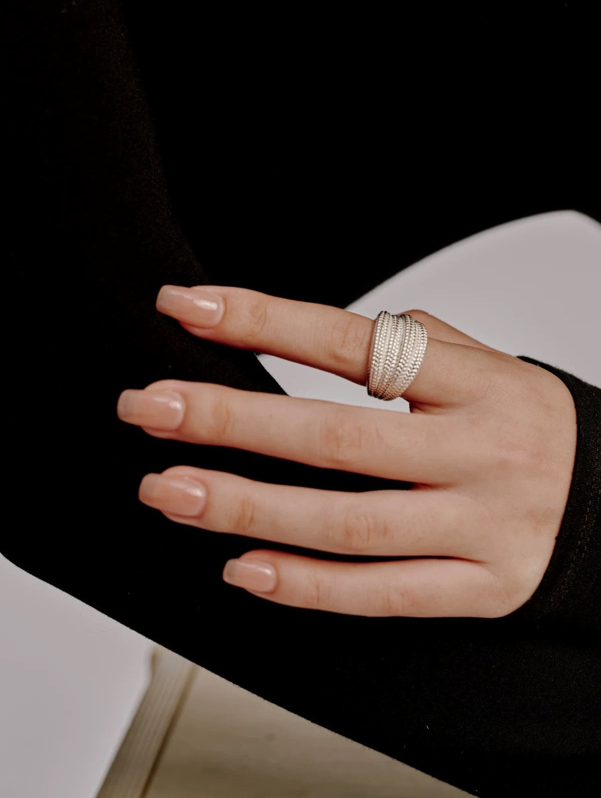 Woven Open Silver Ring