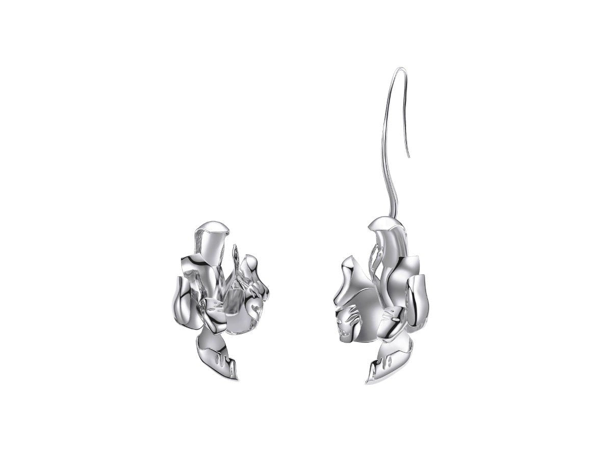 Orchid Motif Drop Earrings