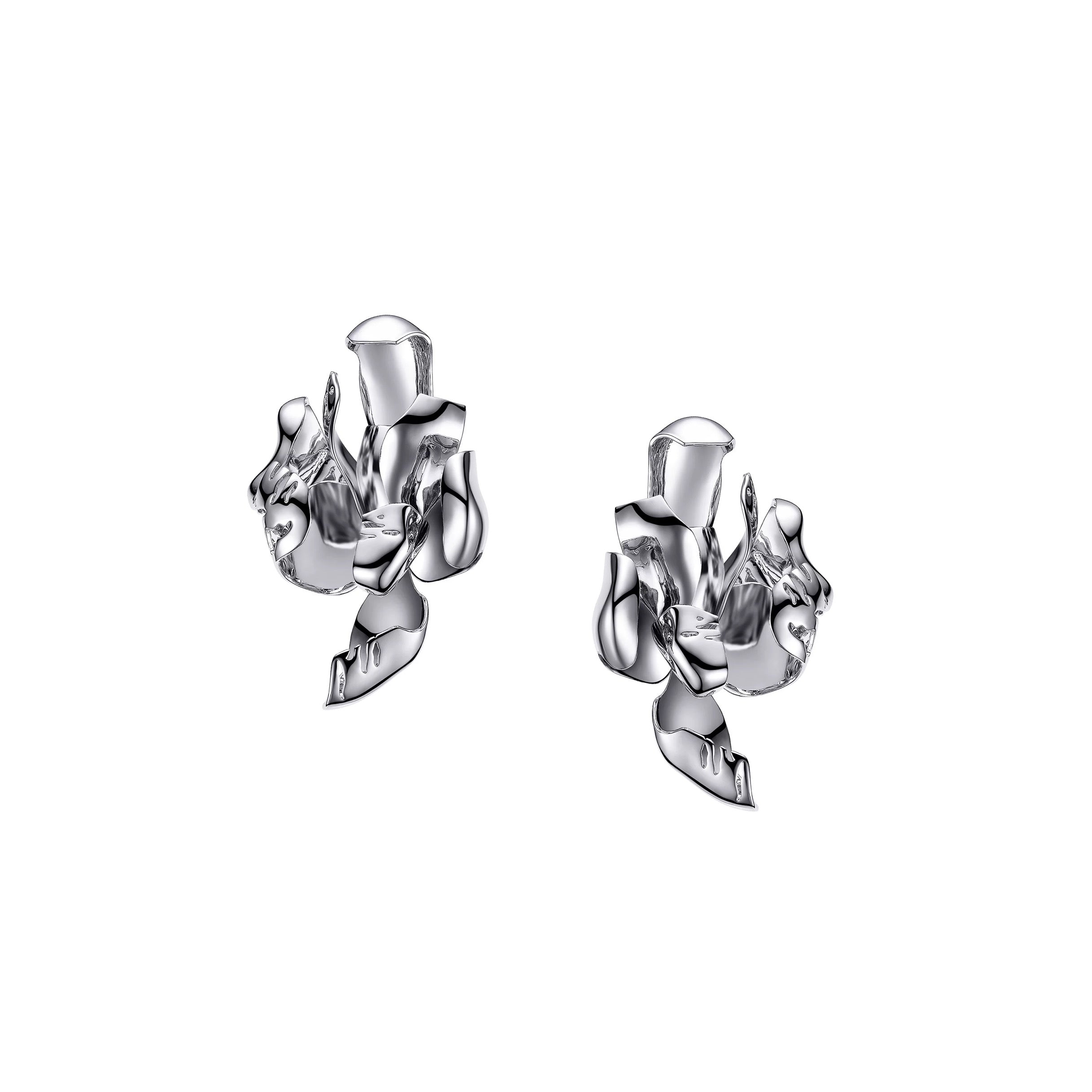 Orchid Motif Drop Earrings