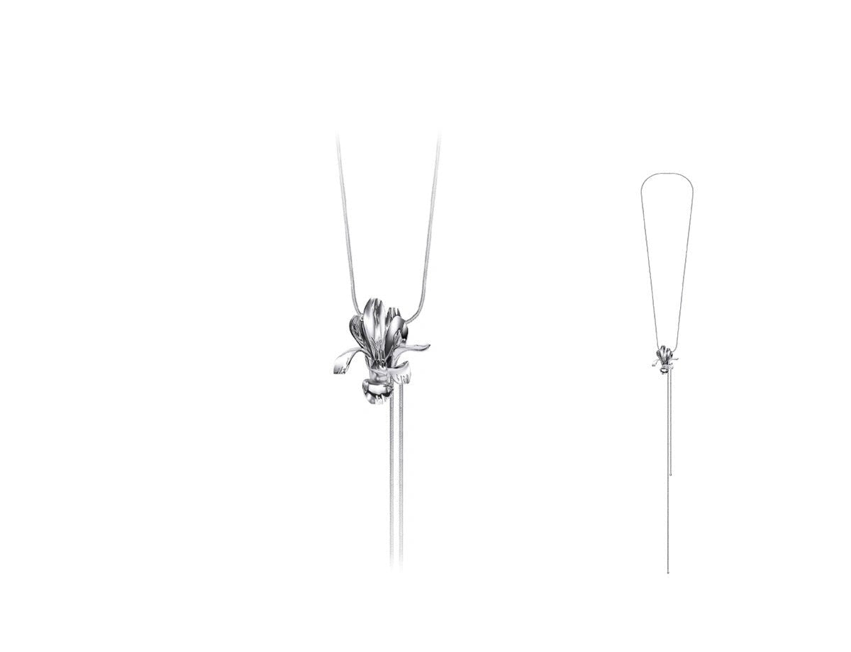 Orchid Flower Pendant Chain Necklace