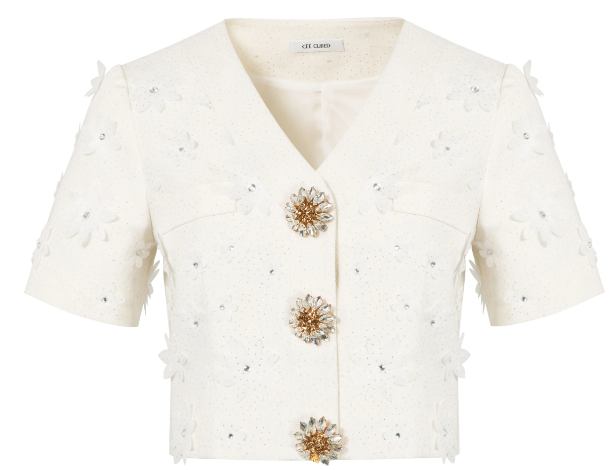 Denim Silver Floral Top